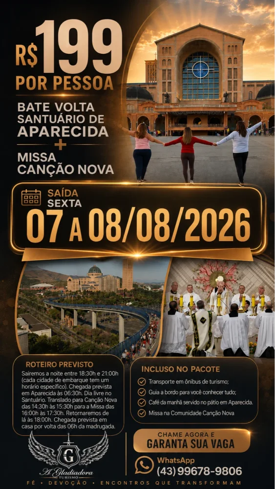 Santuário de Aparecida + Missa Canção Nova 07 A 08/08/2026 (sexta)