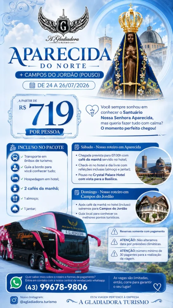 Aparecida e Campos 24 A 26/07/2026 (sexta)